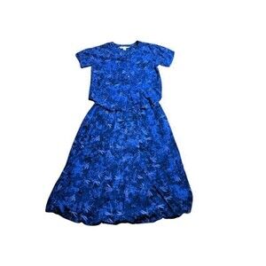 VTG TravelSmith 2 Piece Size Medium Rayon Short Sleeve Blouse- Maxi Skirt-Resort